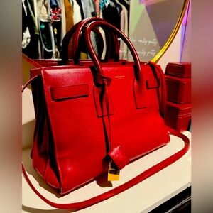 YSL Sac de Jour Large in red